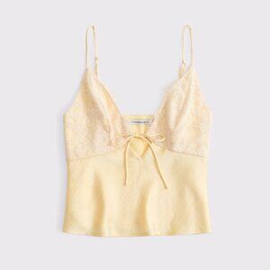Abercrombie tie-front yellow silk tank NWT